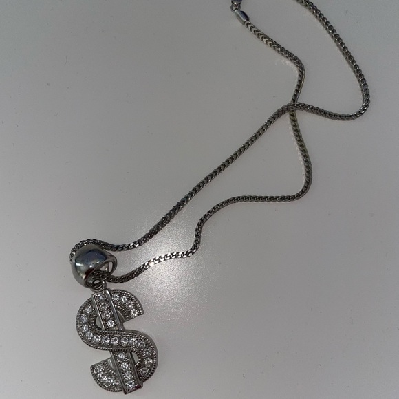 Silver Dollar Sign Chain46 CM